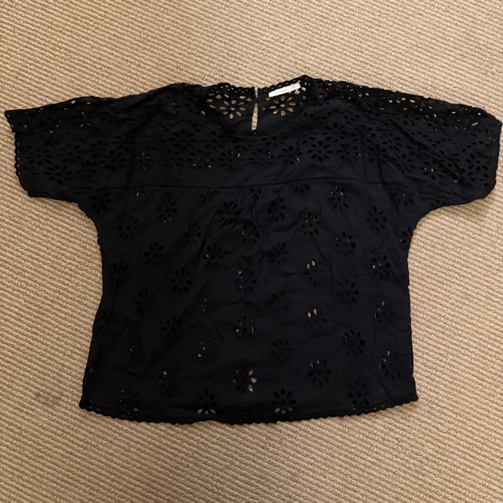 Doen Delphine Top Black embroidered eyelet black size medium